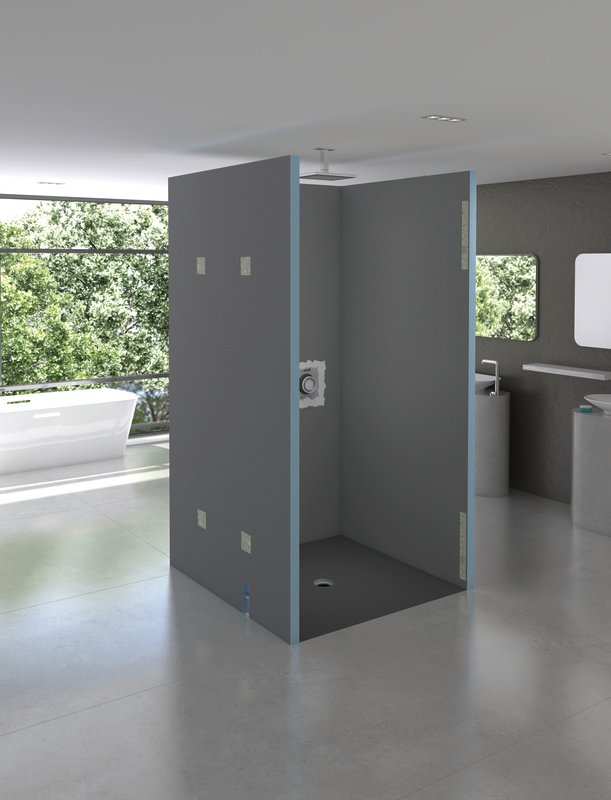 wedi shower cubicle with waterproof building boards
